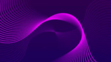 Mor arkaplanda dalgalar ve kıvrımlar oluşturan parlak mor çizgiler içeren büyüleyici bir soyut tasarım hareket ve enerji hissi yaratıyor..