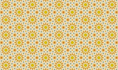 Krem arka planda sarı, turuncu ve yeşil çiçekleri barındıran güzel çiçek desenleri tasarım projeleri, kumaş, duvar kağıdı ve daha fazlası için mükemmel.