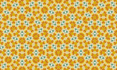 Sersemletici kaleydoskop deseni. Canlı sarı, turuncu ve yeşil renkler. Tasarımlara dinamik bir dokunuş eklemek için mükemmel.