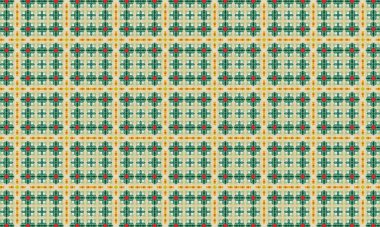 Bej arka planda yeşil ve kırmızı çiçekli karmaşık çiçek deseni, tasarım ve dekoratif projeler için mükemmel.