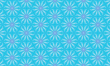 Güzel, canlı, mavi bir arka plan, kusursuz beyaz çiçek deseni, tasarım ve sanat projeleri için mükemmel.