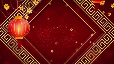 Altın geometrik desenler ve kiraz çiçekleriyle dolu bu canlı kırmızı arka planın lüksünü ve zarafetini hissedin. Pazarlama materyallerinize, sosyal medya grafiklerinize ya da video tanıtımlarınıza biraz sofistike ve kültürel beceri katmak için mükemmel..