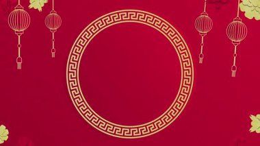 Çin Yeni Yılı 'nı bu canlı ve şen arkaplanla kutlayalım. Kırmızı renkli cesur bir zemin üzerinde geleneksel fenerler ve altın aksanlar olsun..