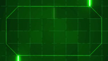 Parlayan göstergelerle gelecek yeşil ızgara arayüzü. Teknoloji ve dijital kavramlar için mükemmel..