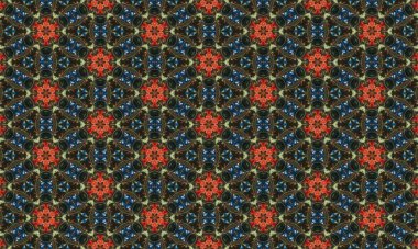 Kırmızı, mavi ve siyah desenli karmaşık çiçek desenleri. Her projeye zarafet ve entelektüellik katmak için mükemmel..