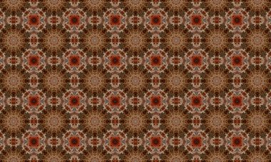 Zarif tasarımlar ve canlı aksanlarla karışık kahverengi ve kırmızı çiçek deseni.
