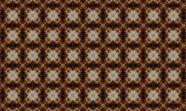 Dekoratif sanat, moda ilhamı ve iç tasarım için mükemmel, karmaşık kahverengi ve bej soyut geometrik dikişsiz desen, süslü detaylar ve yinelenen şekiller