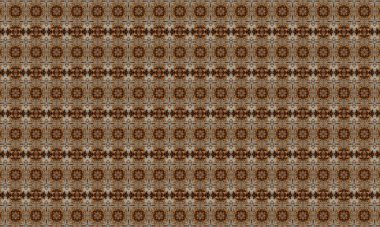 Süslü detaylarla karışık kahverengi ve bej geometrik desen