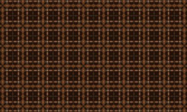 Karmaşık kahverengi ve turuncu detaylara sahip canlı geometrik desen