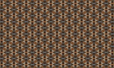 Süslü detaylarla karışık kahverengi ve gri geometrik desen