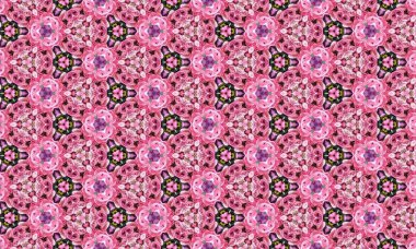 Zarif ve canlı çiçek deseni. Karmaşık pembe, mor ve yeşil desenli. Her projeye biraz zarafet ve kapris katmak için mükemmel.
