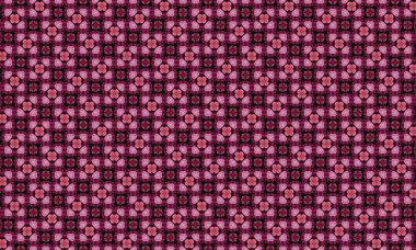 Canlı pembe ve kırmızı çiçek motifleri içeren karmaşık geometrik desen. Tasarımlara zarafet ve incelik katmak için mükemmel.
