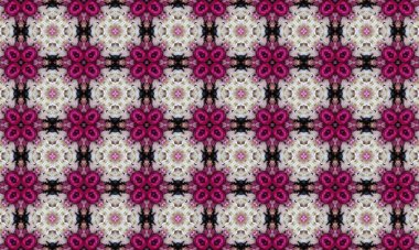 Sersemletici kaleydoskop deseni canlı pembe ve beyaz çiçekli tasarımlar, her projeye zarafet ve incelik katmak için mükemmel..