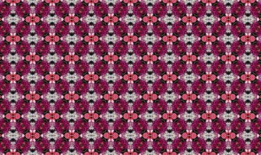 Pembe ve mor güllerle süslenmiş zarif bir çiçek deseni beyaz arka planda, her tasarım projesine zarafet ve incelik katmak için mükemmel..