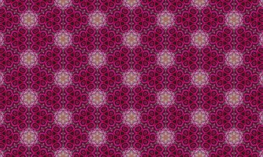 Detaylı geometrik tasarımlara sahip canlı pembe ve mor renkler içeren karmaşık çiçek deseni dekoratif ve sanatsal uygulamalar için mükemmel..