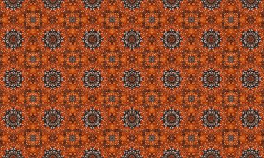 Canlı turuncu ve siyah detaylarla karışık mandala deseni. Kültürel ve sanatsal bir dokunuşa ihtiyaç duyan tasarımlar için mükemmel..