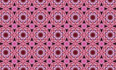 Dekoratif kullanım için kestane rengi aksanlı karışık pembe çiçek deseni.