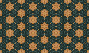 Koyu yeşil arka planda turuncu çiçekli hoş, canlı bir çiçek deseni var.