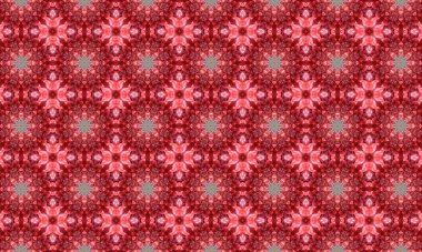 Karmaşık kırmızı çiçek desenleri, canlı renkler ve tasarımlar.