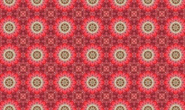 Pembe ve kırmızı tonlarda karışık mandala desenleri, dekoratif tasarımlar, tekstil ve arka planlar için mükemmel.