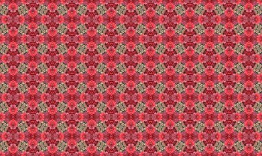 Canlı kırmızı ve yeşil renkleri olan karmaşık çiçek desenleri dekoratif tasarımlar, tekstil ve arka planlar için mükemmel.