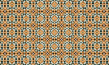 Canlı turuncu ve yeşil renkli, çiçek motifli karmaşık geometrik desen tasarımlara modern zarafet katmak için mükemmel.