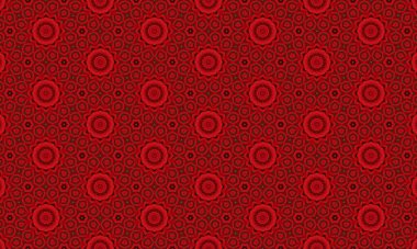 Lüks iç dekorasyon için dairesel tasarımlı karmaşık kırmızı çiçek deseni