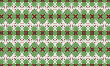 Yeşil, kırmızı ve beyaz renklerle güzel ve canlı bir çiçek deseni var. Dekoratif ve sanatsal kullanım için mükemmel.