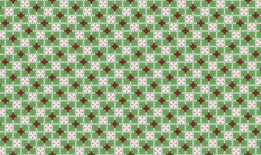 Yeşil, kırmızı ve beyaz şekilli karmaşık geometrik desen