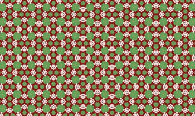 Yeşil, kırmızı ve beyaz çiçeklerden oluşan renkli bir desen ekleyin. Şenlikli dekorasyon, tekstil ve tasarımlar için mükemmel.