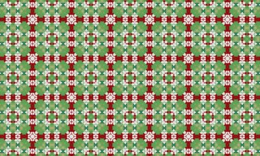 Canlı yeşil, kırmızı ve beyaz renkleri olan şenlikli çiçek desenleri. Tatil süslemeleri, tekstil ve tasarımlar için mükemmel.