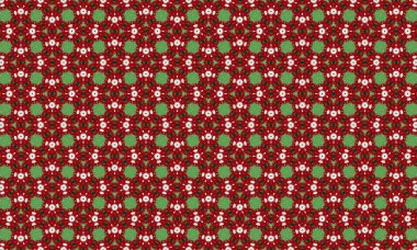 Dekoratif tasarımlar için canlı kırmızı, yeşil ve beyaz çiçekli güzel çiçek deseni