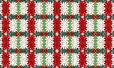 Kırmızı, yeşil ve beyaz çiçeklerden oluşan güzel çiçek desenleri. Tatil süslemeleri, hediye ambalajları veya tekstil tasarımları için mükemmel.