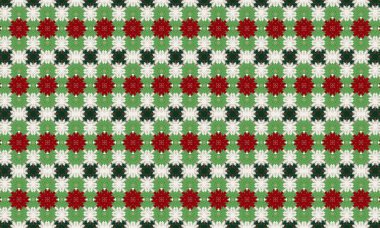 Canlı kırmızı, yeşil ve beyaz çiçekli güzel çiçek deseni dekoratif tasarımlar, kumaş, duvar kağıdı ve daha fazlası için mükemmel.