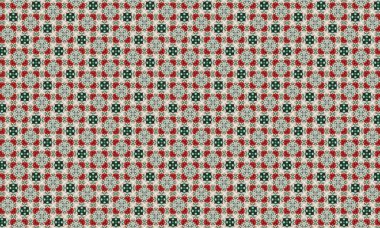 Gri zemin üzerinde kırmızı ve yeşil şekiller bulunan çarpıcı geometrik desen tasarımlara, pazarlama materyallerine ve yaratıcı projelere renk ve görsel ilgi katmak için mükemmeldir..