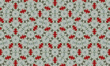 Yeşil arka planda kırmızı ve beyaz çiçekleri barındıran güzel çiçek desenleri dekoratif ve ticari kullanım için mükemmel..