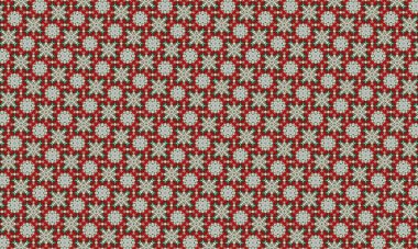 Canlı kırmızı, yeşil ve beyaz renkleri olan neşeli kar tanesi deseni, tatil tasarımları ve dekorasyonları için mükemmel.