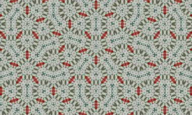 Karmaşık kırmızı ve yeşil kar tanelerinin beyaz arka planda olduğu, kış harikalar diyarı sihrini dizayn etmek için mükemmel bir şenlik düzeni..