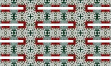 Bayram tasarımları ve dekorasyonları için canlı kırmızı, yeşil ve beyaz renkleri olan şenlikli kar tanesi deseni
