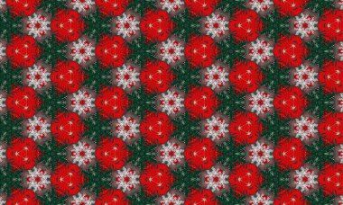 Yeşil arka planda canlı kırmızı ve beyaz çiçekleri olan güzel çiçek desenleri dekoratif tasarımlar, duvar kağıtları ya da hediye paketi için mükemmel.