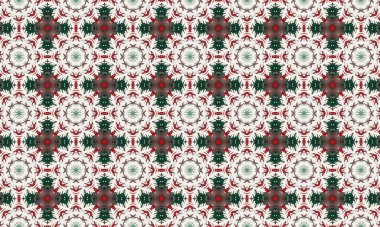 Beyaz arka planda kar taneleri ve çobanpüsküllü Noel desenleri. Tatil tasarımları ve dekorasyonlar için mükemmel..