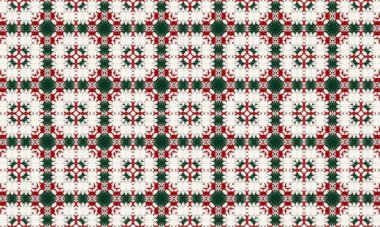 Bu canlı kırmızı ve yeşil desenli tekstil tasarımına bir renk katın. Tatil süslemeleri, hediye paketleri veya moda aksesuarları için mükemmel.