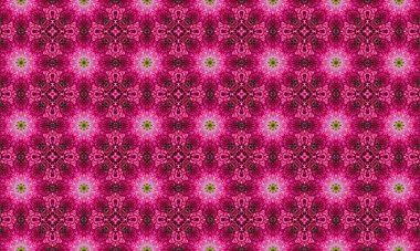 Yeşil aksanlı karışık pembe çiçek deseni dekoratif tasarımlar ve sanatsal projeler için mükemmel.