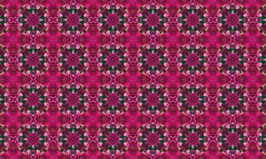 Yeşil aksanlı karışık pembe çiçek deseni, dekoratif tasarımlar için mükemmel.