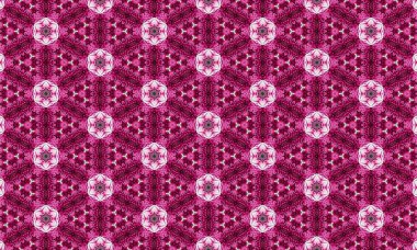 Dekoratif kullanım için beyaz ve yeşil detaylarla karışık pembe çiçek deseni