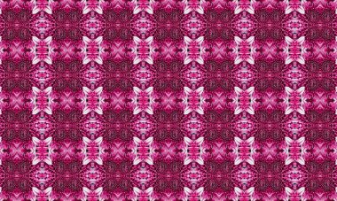 Geometrik şekilli ve tasarımlı karmaşık pembe çiçek deseni