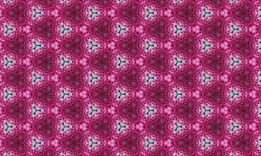 Canlı renkler ve şekillerle karışık pembe çiçek deseni.