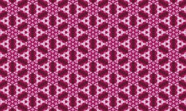 Canlı şekilleri ve tasarımları olan karmaşık pembe çiçek desenleri.