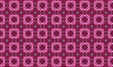 Canlı pembe ve mor renkler içeren karmaşık geometrik desen, modadan iç dekorasyona kadar çeşitli tasarım projelerine renk ve tarz katmak için mükemmel.