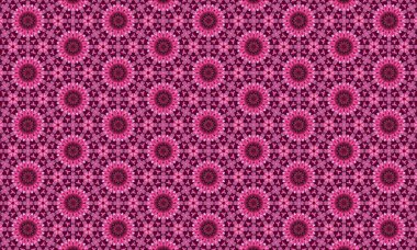 Geometrik şekilli ve tasarımlı karmaşık pembe çiçek deseni